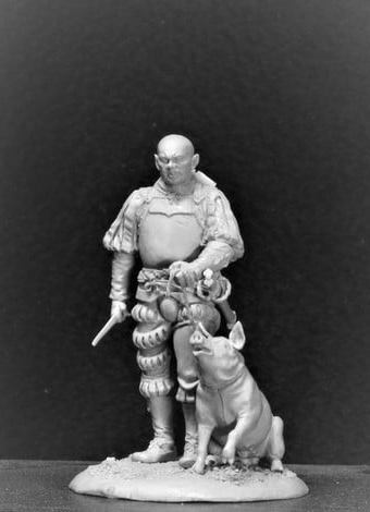 VD-54011(M). Немецкий ландскнехт со свиньей, 16 век. 54 мм. Материал - белый металл. Chronos Miniatures