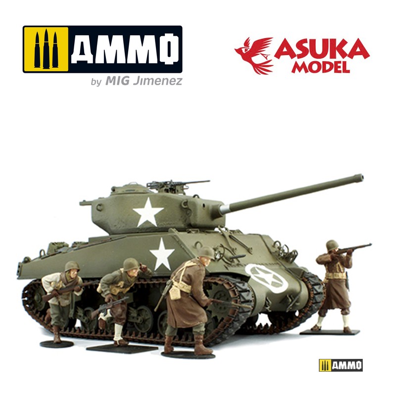 ASUKA35048 Сборная модель танка Шерман 1/35 US M4A35(76) SHERMAN BATTLE OF BULGE ASUKA