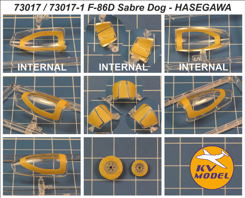 73017-1KV Окрасочная маска F-86D Sabre Dog (HASEGAWA #00065, #00751, #02007, #02018, #51405, #E49, #BP5) - (двусторонние маски) + маски на диски и колеса