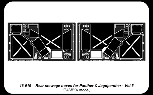 ABR-16-019  Дополнения для  Panther G/Jagdpanther- Vol.5- Rear tool boxes для Tamiya 1/16