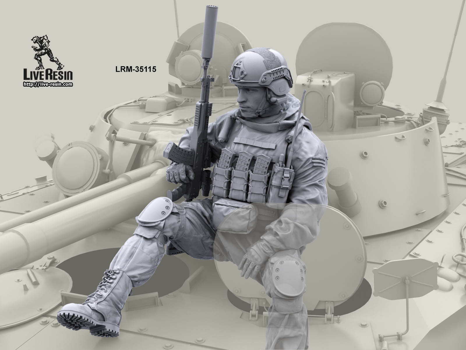 LRM35115 Современные Российские солдаты на броне БМП, Танка - командир Live Resin