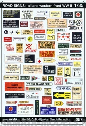57PLUS Набор для диорамы: Дорожные знаки: Западный фронт союзников WW II 1/35 Plus Model