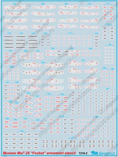 72016 Декаль Микоян МиГ-25 технические надписи