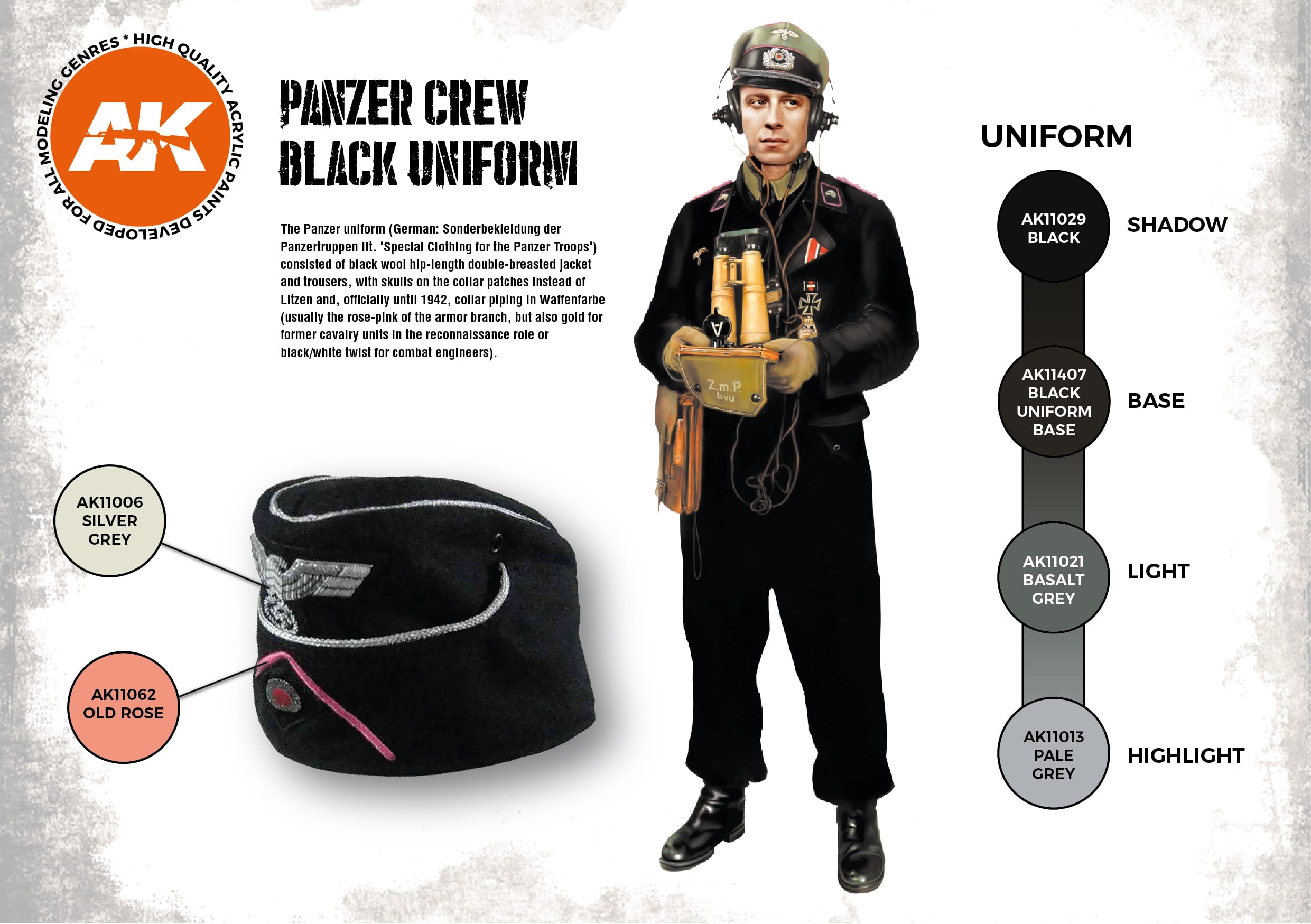 AK11622 Набор красок PANZER CREW BLACK UNIFORMS SET 3G