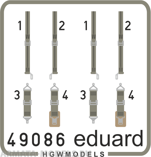 49086ED Комплект фототравления Seatbelts USN WWII green SUPERFABRIC