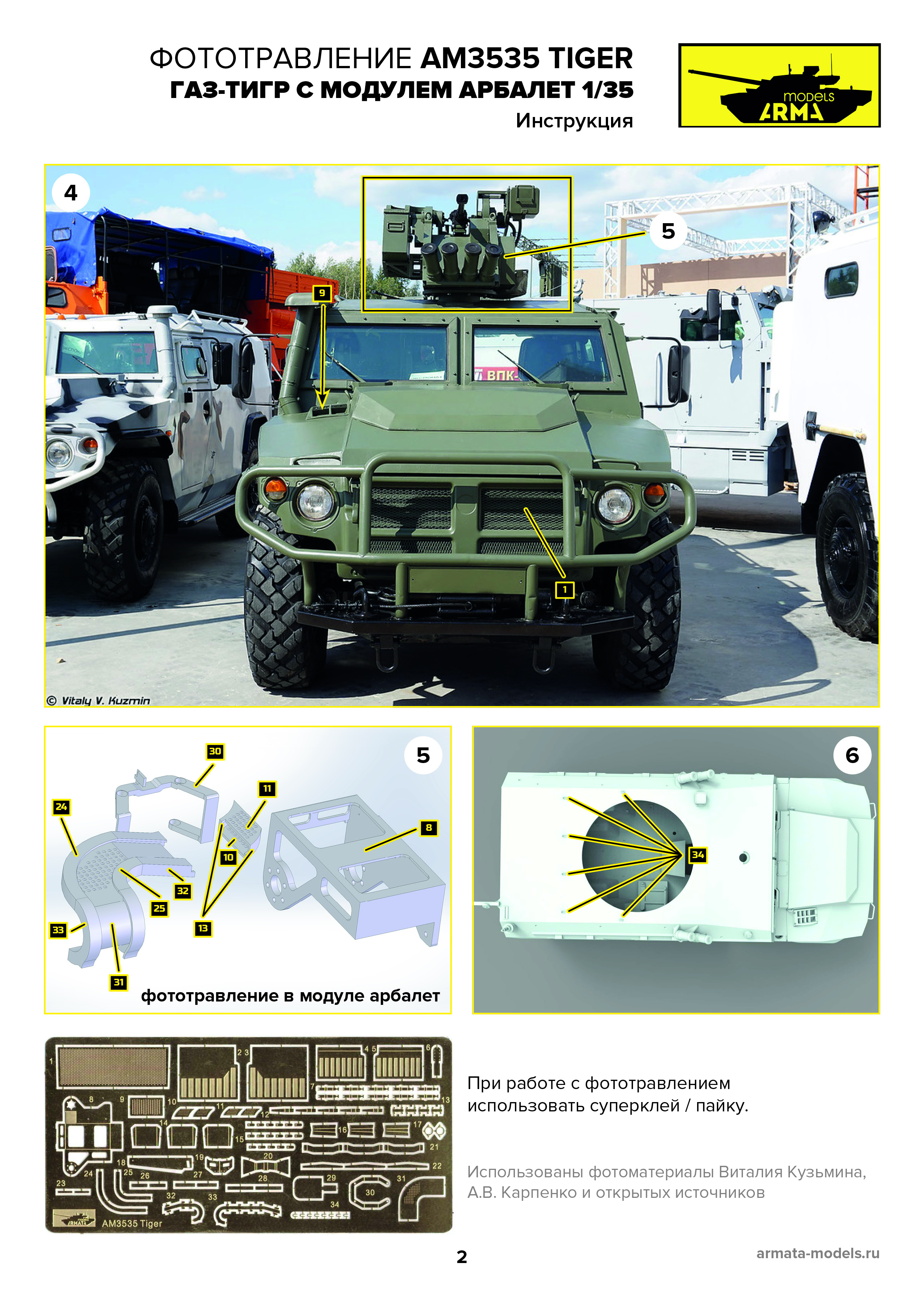 AM3535 Комплект фототравления для автомобиля «ТИГР» с модулем «Арбалет» 