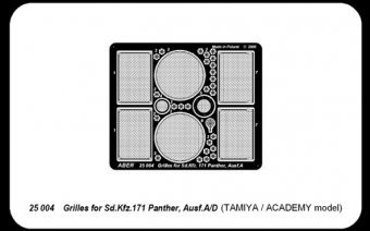ABR-25-004  Дополнения для  Grilles for Sd.Kfz.171. Panther, Ausf.A/D для Tamiya, Academy 1/25