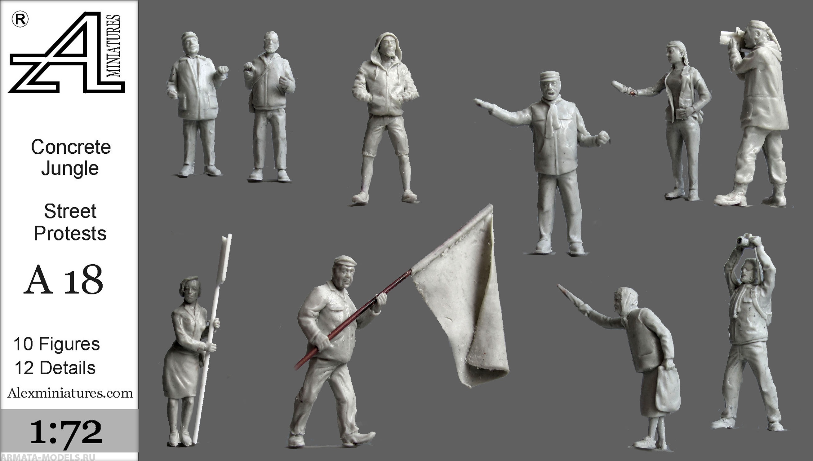 А18 Бетонные джунгли. Уличные протесты, 1:72 Alex miniatures