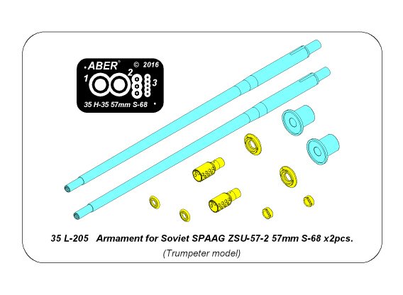 ABR-35-L-205  Дополнения для  Armament for Soviet SPAAG ZSU-57-2 57mm S-68 x2pcs. для Takom model 1/35