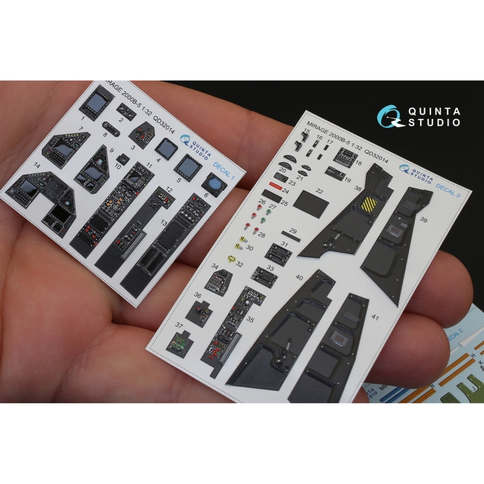QD32014 1/32 3D Декаль интерьера кабины Mirage 2000B-5 (2000-5BGM Mk2) (для модели Kitty Hawk) Quinta Studio