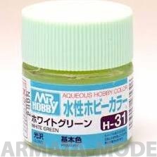 H031 Краска водоразбавляемая художественная т.м. MR.HOBBY  10мл  WHITE GREEN