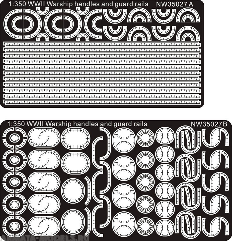 NW35027 WWII Warships handles and guard rails