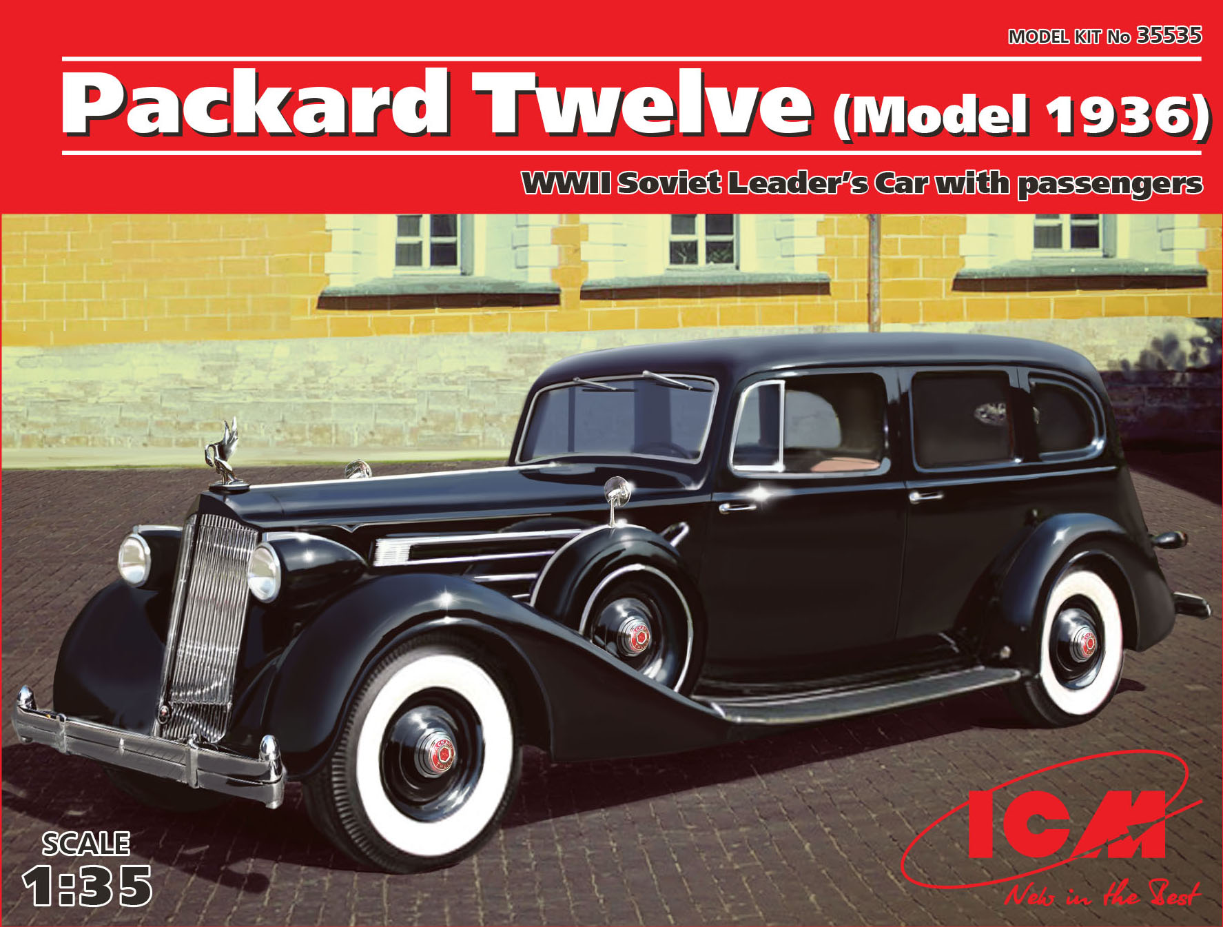 35535 Советский персональный автомобиль Packard Twelve (1936г) с фигурами лидеров (4 шт) ICM