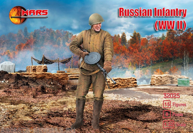 32025MR Фигуры WWII Russian Infantry Mars, 1/32 Mars