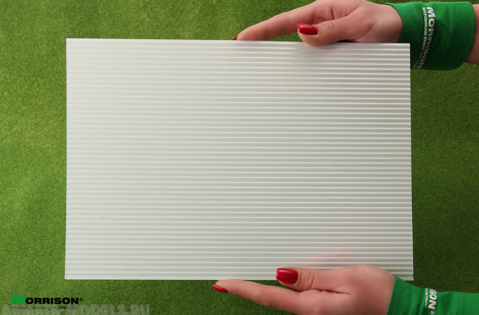 041to040 Шифер / профнастил для диорам  (Лист А4- 19см.х28см.) . (шаг 4 мм.)
