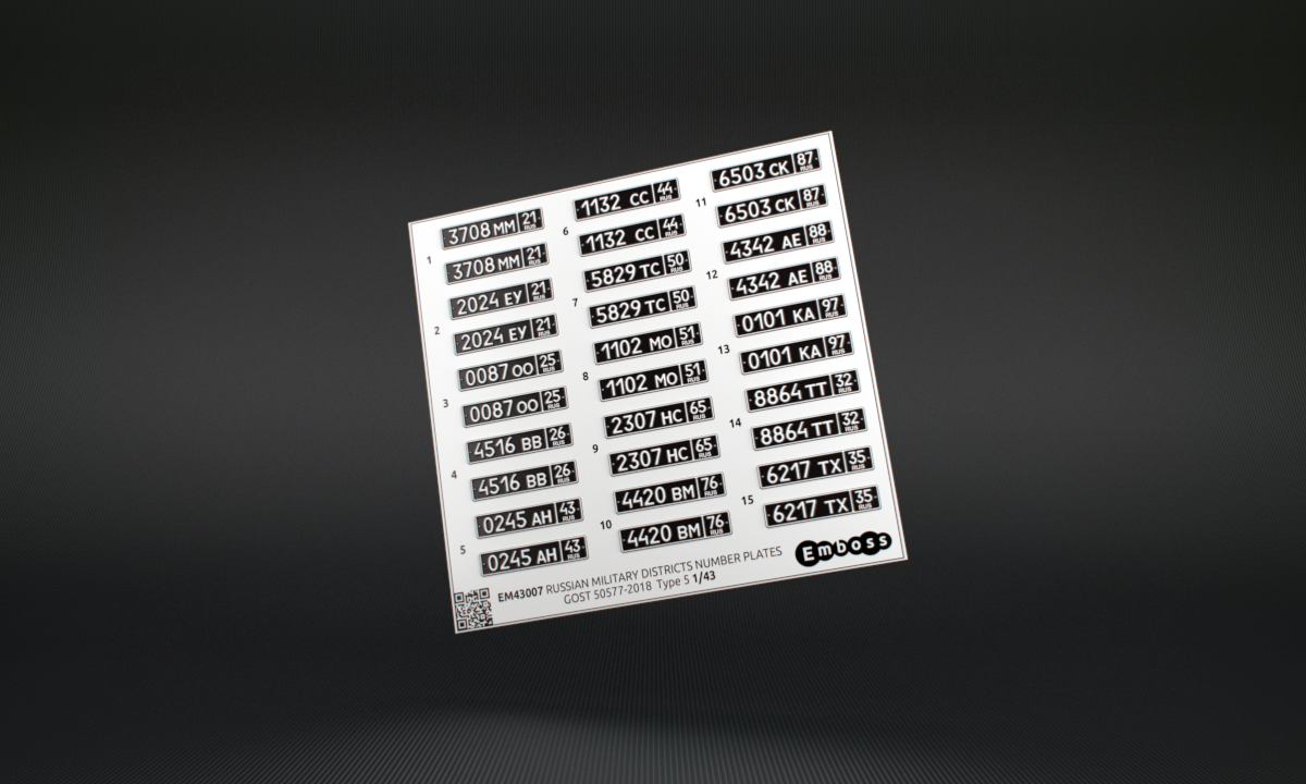 EM43007 Современные автономера ВС России Тип 5 "Округа" 1:43 (3D декаль)