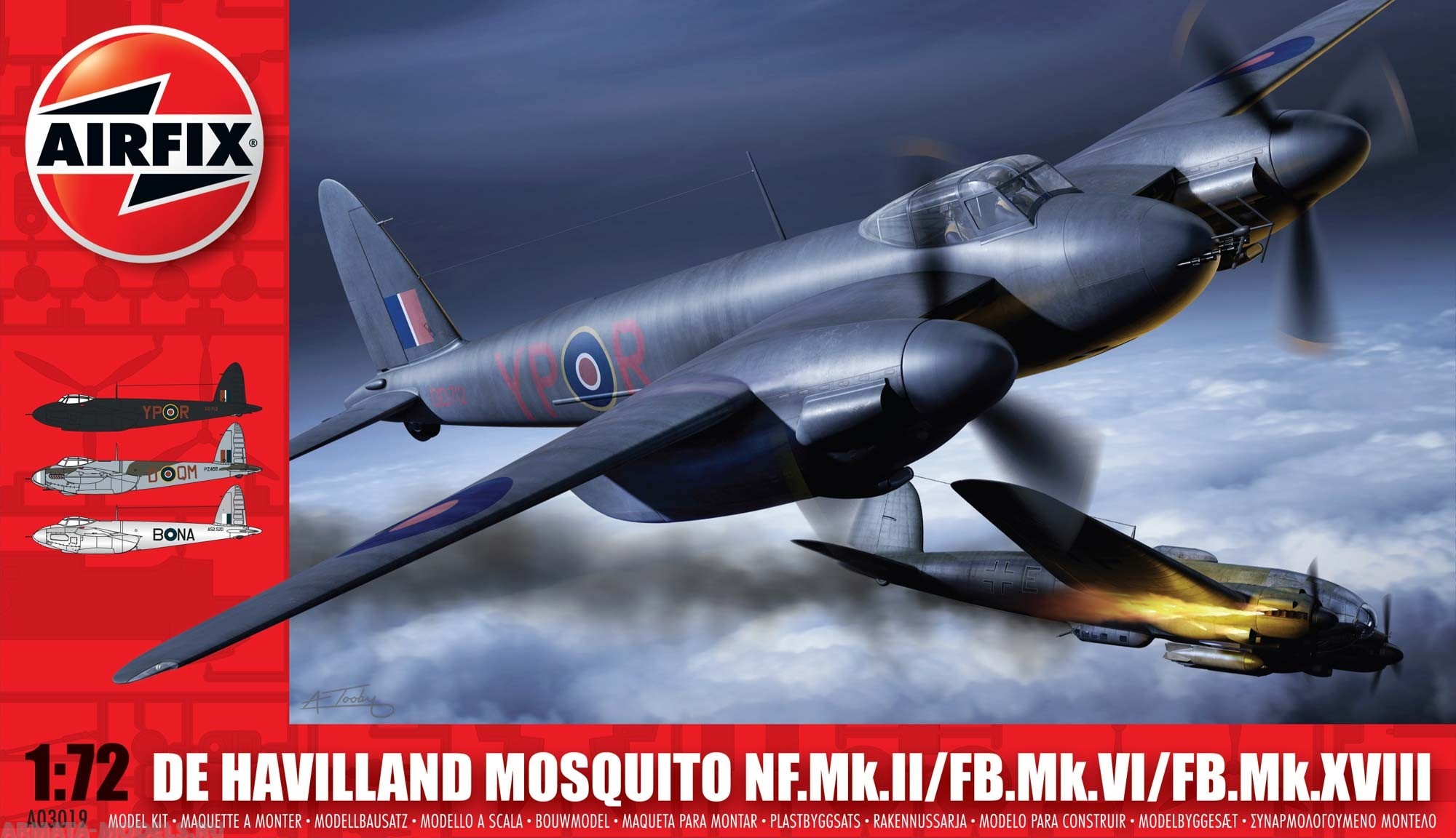A03019 Самолет De Havilland Mosquito MkII/VI/XVIII Airfix