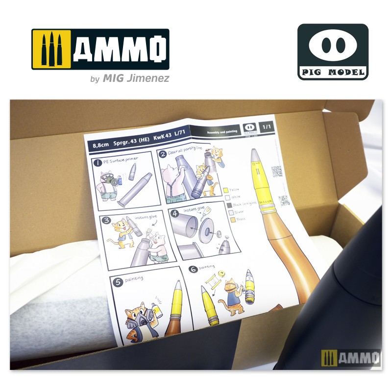 PMODEL004 Макет снаряда из пластмассы в масштабе 1/1 8.8cm Sprgr 43 (HE) kwk43 L71 Pig Model