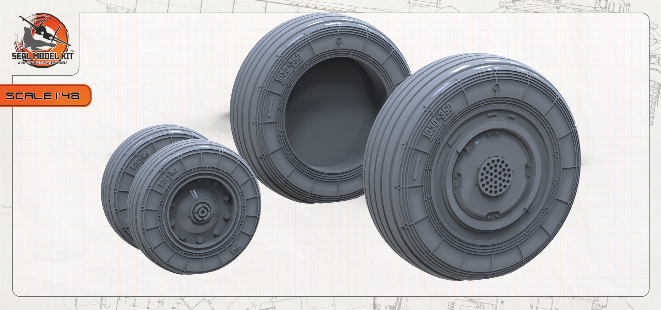 smk48072 Колеса под нагрузкой под стойки Neo для су30см (Не для свободной продажи) Seal Model Kit