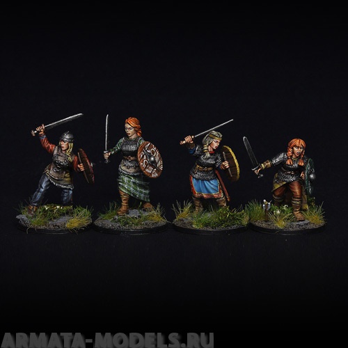 BV-shmaiden Игровая миниатюра  shield maidens (4 models) дев-воительниц (4 модели) BROTHER VINNI's