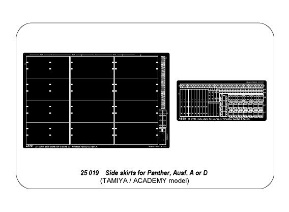 ABR-25 019  Дополнения для  Side skirts for Panther A/D для Tamiya, Academy 1/25