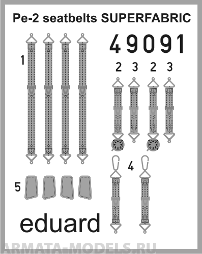 49091ED Комплект фототравления  Pe-2 seatbelts SUPERFABRIC