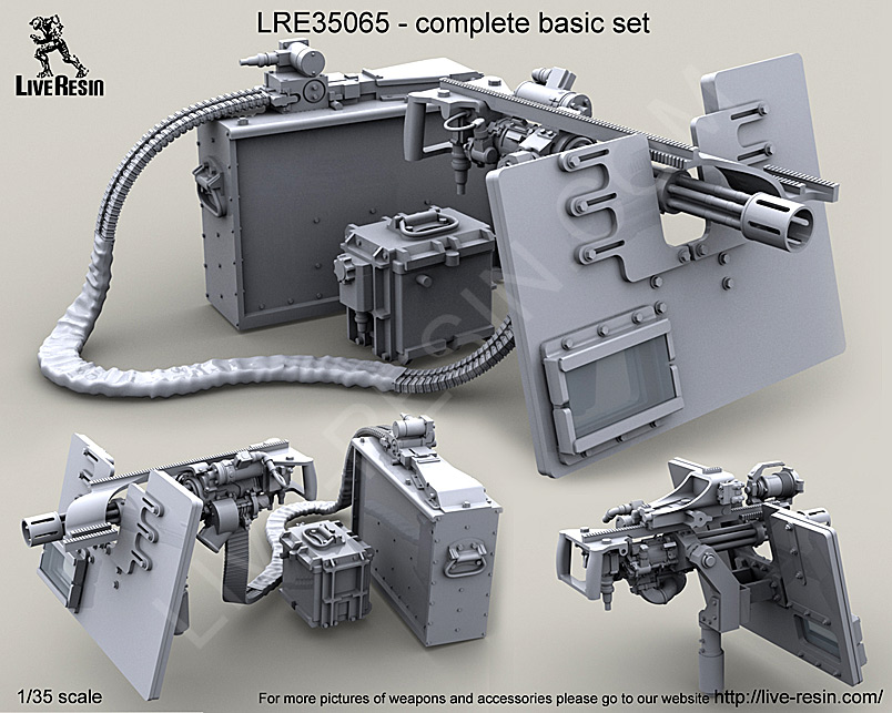 LRE35065 Пулемёт M134D Minigun с  планкой Пикатинни с бронированным щитом S.A.G. (Save-A-Gunner)  (вариант с окном) с зарядным ящиком на 3000 патронов  и батареей SLAB