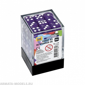 1138 Набор из 36 кубиков D6 (фиолетовый)