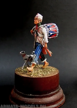 CHM-54177(M). Мальчик-барабанщик, Франция 1792-1800 гг. 54 мм. Материал - белый металл.