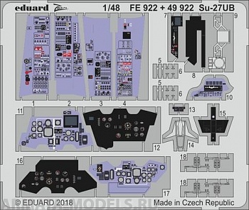 49922 Фототравление Su-27UB interior For Hobby-Boss kit (Eduard) 1/48
