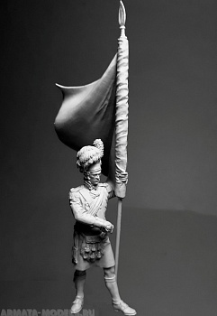 VD-54007(M). Знаменосец 42-го (Королевских Шотландских горцев) пехотного полка "Черная Стража", 1815 г. 54 мм. Материал - белый металл.