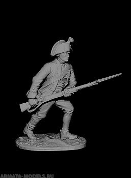 CHM-54127(M). Рядовой мушкетерских полков в Итальянском походе Суворова, Россия 1799 г. 54 мм. Материал - белый металл.