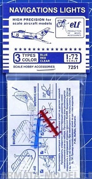 F7251ELF Дополнения для моделей Навигационные огни, 12х3 шт. Синие, Красные, Прозрачные.
