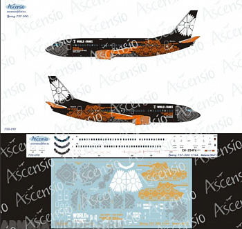 733-010 Декаль для самолета Boeing 737-300 Белавиа (World of Tanks) 1/144