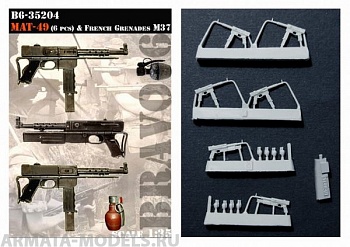 B6-35204 French MAT-49 SMG & Grenades - Resin Figure Accessory