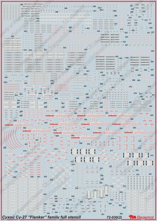72030 Декаль Сухой Су-27 технические надписи