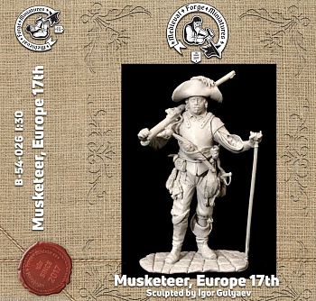 B-54-026 Фигура Мушкетер 17 века 54мм