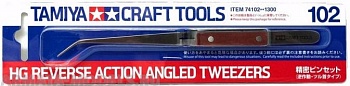 74102T Пинцет-зажим (угловой)- (удерживает деталь сам, нержавеющая сталь, термозащитные ручки). Чтобы отпустить деталь, надо сжать ручки.