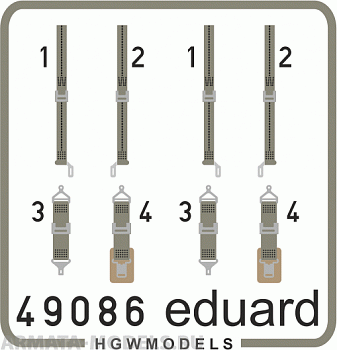 49086ED Комплект фототравления Seatbelts USN WWII green SUPERFABRIC