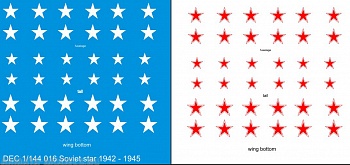 DEC1/144-016 Декаль 1/144 советские опознавательные знаки 1942 - 1945