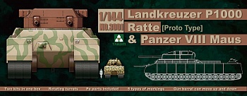 3001Т  WWII Heavy Battle Tank Landkreuzer P1000 Ratte&Panzer VIII Maus 3 in 1 1/144