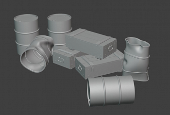 HE-35214 Миниатюра набор бочек и ящиков